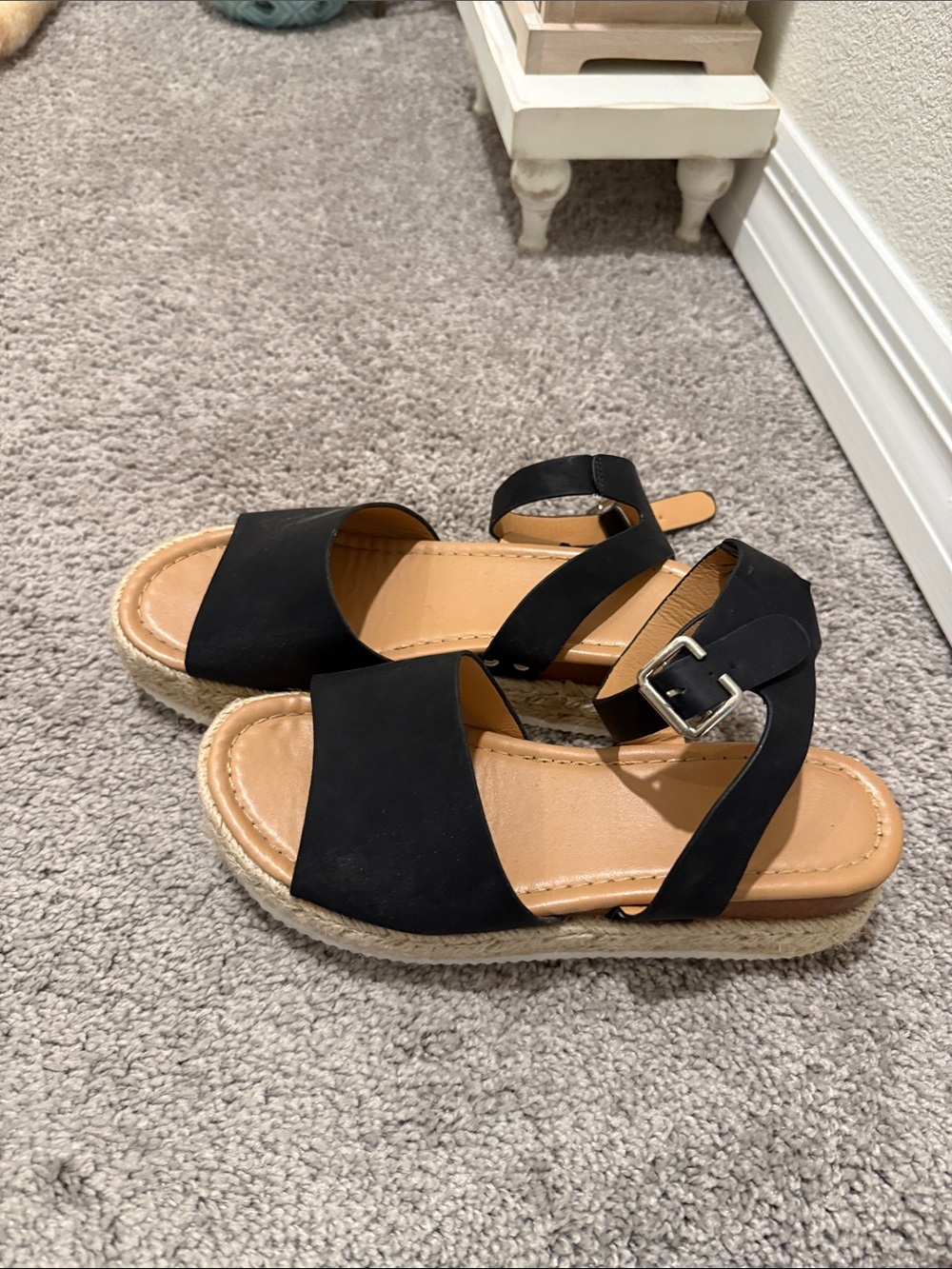 Classic Black Ankle-Strap Espadrille Sandals - Women's